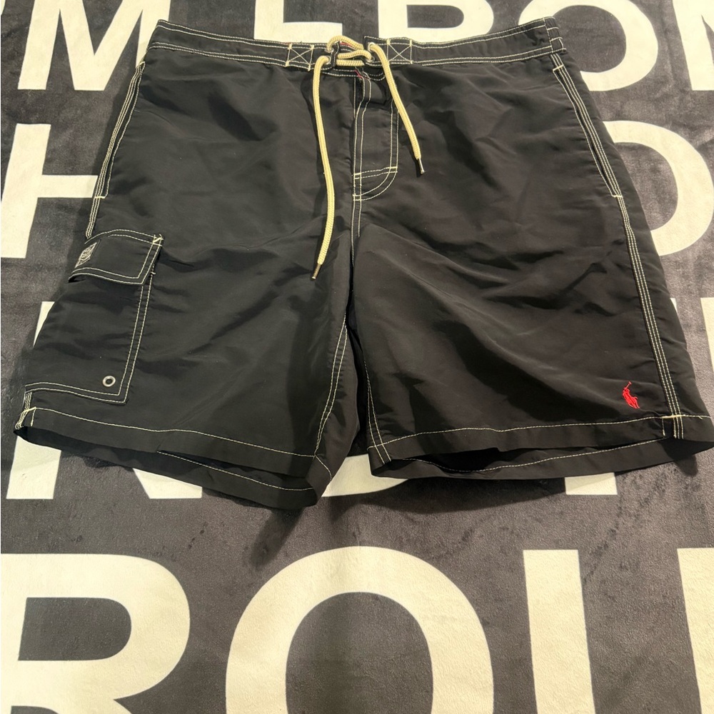 Polo by Ralph Lauren Black Swimwear with Gold Stitching